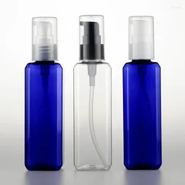 Storage Bottles 100ml Empty Cream Pump Plastic Bottle Square Essential Lotion Treatment Container Cosmetic Packaging Travel
