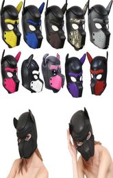 Padded Latex Rubber Role Play Dog Mask Puppy Cosplay Full HeadEars 10 Colors18242339