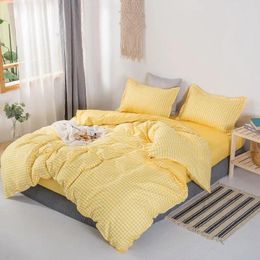 Bedding Sets Duvet Cover With Flat Sheet King Size Roupas De Cama Yellow Color Comforter Set For Double Bed Home 150X200