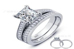 New Real 925 Sterling Silver Ring Set for Women Princess Cut Wedding Ring Sets Jewellery N60247d7712672