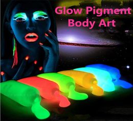 10colorslot Neon light Glow in the dark Pigment Body PaintingHalloweenParty Glowing Paint Fluorescent UV body art Make up pigme2105468