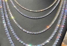 HipHop 18K Gold Iced Diamond Kette Halskette CZ Tennis Halskette für Männer und Frauen6377482