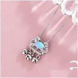 Chains 2024 Korean Style Moonlight Stone Small And Safe Long Life Lock Necklace For Women To Wear On A Daily Basis Drop Delivery Jewel Dhbro