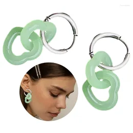 Hoop Earrings Blessing Vintage Double Ear Rings Chiese Earwear Peace Buckle Accessory Stone