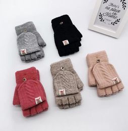 Five Fingers Gloves 1 Pair Fashion Kids Men Women Winter Keep Warm Sweet Knitted Convertible Flip Top Fingerless Mittens Gloves12994652