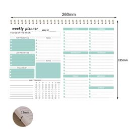 English Weekly Planner Twin-wire Binding To-Do-List Schedule Daily Planning Notebook Journal Office Notepad Checklist