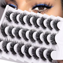 False Eyelashes Natural Thick Fluffy Soft Lightweight Handmade Reusable Mtilayer 3D Mink Lashes Fl Strip Eyelash Extensions For Women Otfvq