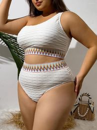 Women's Swimwear Solid One Shoulder Bikini High Waist Swimsuit Women 2024 Large Plus Size Female Bathing Swimming Suit Beachwear
