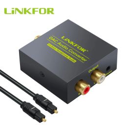 Connectors Linkfor Dac Audio Converter Optical Coaxial to Analogue Rca 3.5mm Jack Analogue Converter Adapter with Optical Cable for Amplifier