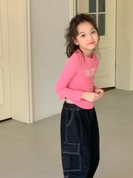 New Boys Girls Denim Cargo Pants Loose Vintage Pockets Baby Jeans Kids Clothes Trousers Capris Korean Pantalones 3 to 14 Years