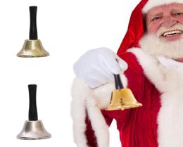 Gold Silver Christmas Hand Bell Xmas Party Tool Dress Up As Santa Claus Christmas Bell Rattle New Year Decoration RRA20496153397