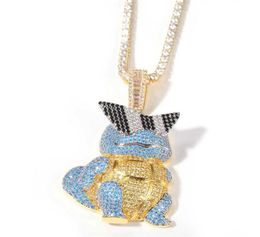 Men Hop Hip Ice Out Anime Turtle Pendant With Tennis Chain Bling Necklace Trendy Hiphop Street Jewellery Drop H0918246w2576458