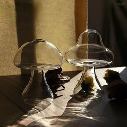 Vases DIY Mushroom Shaped Glass Vase Cute Craft Hydroponics Plant Style Transparent Living Room