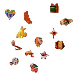 Santa Wooden Jigsaw Puzzles Mysterious Surprise 3D Wood Puzzle Craft Irregular Unique Shape Interactive Games Puzzle For Gift