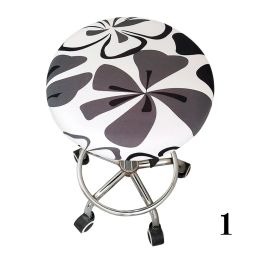 Ornament Meeting Floral Printed Elastic Four Seasons Bar Soft Home Stool Cover Slipcover Seat Round Chair Polyester Office