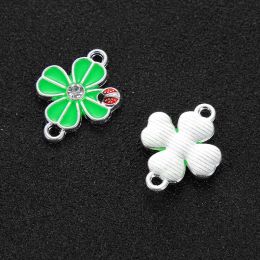 10PCS Mixed Style Enamel Green Plant Flower Leaf Charms Connector For Women Girls DIY Necklace Bracelet Jewellery Accessories