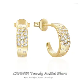 Stud Earrings CANNER 925 Sterling Silver Classic Luxury Jewelry C Shape Earring For Women Top Quality Plata Love Couple Gift