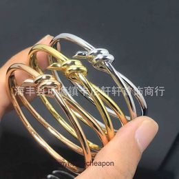 High end designer bangles for Tifancy womens New Twisted Rope Smooth Face V Gold Knot Bracelet High Version Bracelet Same Style Original 1:1 With Real Logo