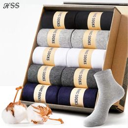 Men's Socks HSS Brand Business Men Cotton Style Black Casual Soft Breathable Summer Winter Long Plus Size (7-14)