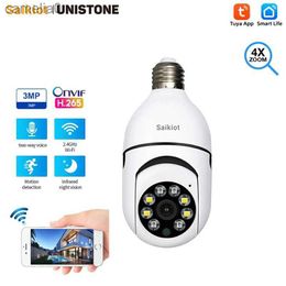 IP Cameras Saikiot Tuya Smart E27 socket light bulb camera 2MP 3MP 360 degree dual light WIFI indoor bidirectional audio baby monitor PTZ cameraC240412