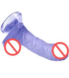 6 Inch Real Dildo With Strong Suction Cup Transparent Blue PVC Simulation Penis Vagina Ass Massager Sex Toy For Female Sex4217496