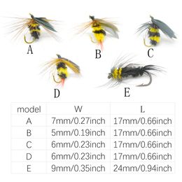 MNFT 5 Styles 32Pcs Insect Bumble Bee / Ant Bionic Bait Fly Trout Fishing Lures Artificial Bait