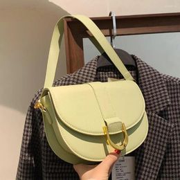 Bag Solid Colour Flip Saddle 2024 Spring High-quality PU Leather Women's Designer Handbag Travel Shoulder Messenger