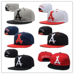 Brand New Style Adjustable tha Alumni Snapback Caps white A letter Hip Hop Sport Hats Baseball Snap back Caps for men women6513195