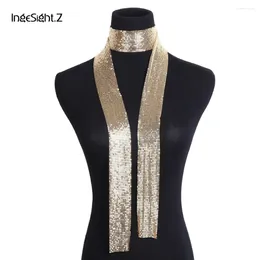 Choker IngeSight.Z Vintage Aluminium Net Necklace Collar Statement Colorful Sequins Long Chain Scarf For Women Jewelry