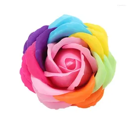 Decorative Flowers Artificial Soap Colorful Rose Flower Head 5 Layer Simualtion Fake Wreath For Valentine's Gift Box
