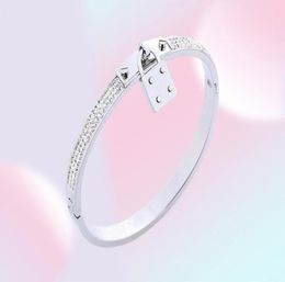 Top Quality Designer Jewellery For Women Bracelets Stainless Steel Cuff Bracelet Pave Silver Rose Gold Tone Charms Lock Bangle Jewel6271356