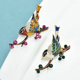 Brooches Wuli&baby Singing Magpie Bird For Women Unisex 2-color Enamel Lucky Animal Party Office Brooch Pins Gifts