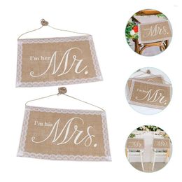 Chair Covers 2 Pcs Wedding Reserved Sign Bride Groom Banner Mr Mrs Decor Rustic Decoration Signs The Decors Party