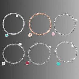 designer bracelets for women High quality 1:1 T-series Love Heart-shaped beads Charm Bracelet Thickened 925 silver for Girlfriend Souvenir Gift Fashion Jewellery