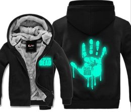 TV Series The Walking Dead Zombie Hoodie Luminous Hooded Mens Thick Zipper Cardigan Sweatshirts Winter Fleece Jackets Coats6834078