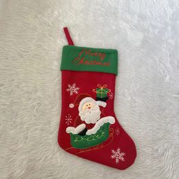 Christmas Stocking Socks Santa Claus Fabric Gift Bag Xmas Tree Ornament Hanging Party Festival One Piece Sock kawaii Funny socks