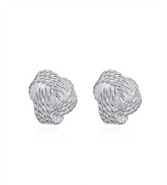 Charm 925 Sterling Silver Plated Love Knot Stud Earrings for Ladies Women 12mm Diameter High Polish9283242