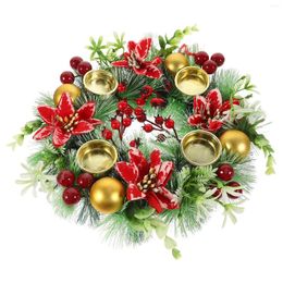 Decorative Flowers Christmas Garland Ornament Golden Ball Xmas Wreaths Door Decor Artificial