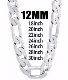 12MM Width 925 Silver Men Neck Chain Necklace Jewellery Fashion 1830 inch Length Men039s High Quality Curb Cuban Jewerly Gift Fa9502663