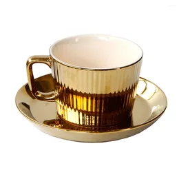 Cups Saucers 250ml Luxury Ceramic Tea Coffee Cup Saucer Set Porcelain Espresso Top-grade Mug For Cafe Shop Party Drinkware