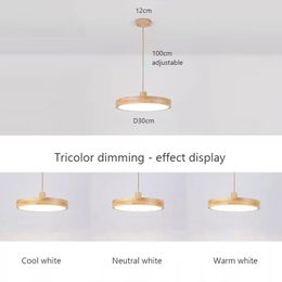 Nordic Ultra-thin LED Wooden pendant lamp for Living Room Bedroom chandeliers Wood Fixture Lamp Modern Acrylic Lampshade