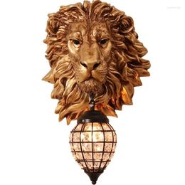 Wall Lamps Vintage Creative LED Lamp Animal Resin Crystal Lights Home Decor Lion Sonces Background Indoor Lighting Fixtures