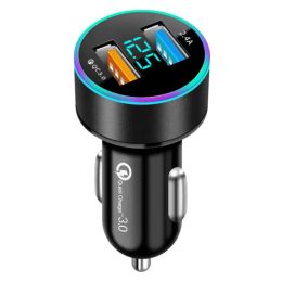 1/3PCS Dual USB Car Charger LCD Display 12-24V Cigarette Socket Lighter Fast Charger Power Auto USB Adapter Upgraded