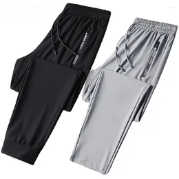 Men's Pants Summer Cool Men Plus Szie Sweatpants Fashion Casual Stretch Male Black Grey Thin Loose Quick-dry