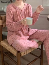 Women's Sleepwear Shivering Pajama Sets Women Baggy Aesthetic Spring French Style Elegant Temperament Normcore Youthful Ladies
