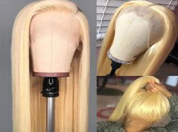 613 Blond Lace Front Human Hair Wig 150% Density 26 Inch Blonde Brazilian Remy Straight Wig for Black Women Baby Hair 150% Remy9599053