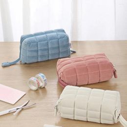 Cosmetic Bags Pillow Shape Bag Multifunction Quilted Simple Pen Pouch Large Capacity Creative Pencil Box Cotton Makeup Storage