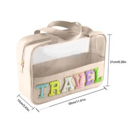 Preppy Stuff Bag Water-Proof Makeup Bag Dry Wet Travel Makeup Organizer For Powder Brush Eyeliner Lipstick Tissues Facial