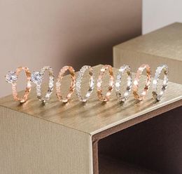18K rose gold Rings 925 Silver for Women Slim Stacking honeycomb Ring Wedding luxury Jewellery no box1735585