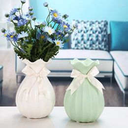 Vases Colourful Bowknot Ceramics Vase Simple Home Decoration Modern For Dried Flowers Handmade Flower